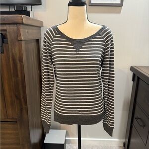 Abercrombie & Fitch Charcoal and White Striped Sweater